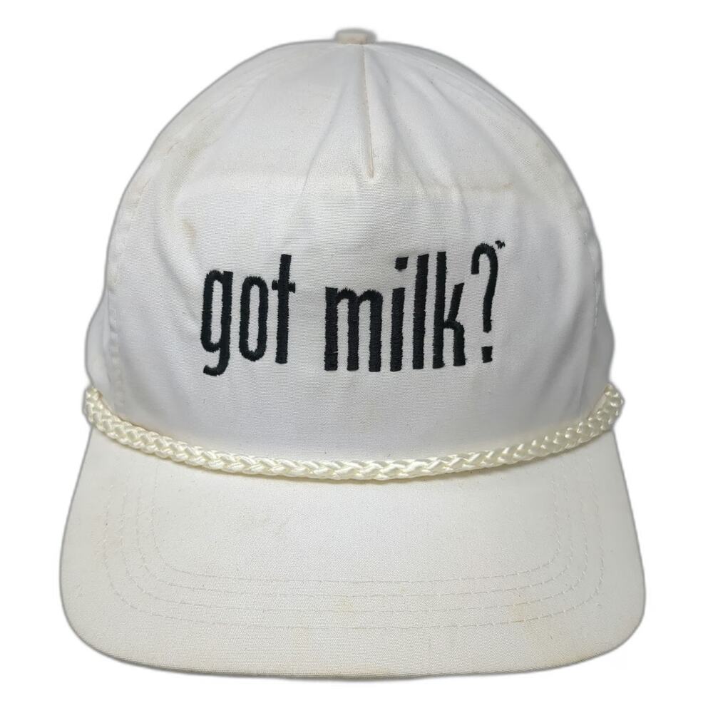 Sportcap 5 Panel White One Size Hat got milk? Slogan Rope Detail Strapback
